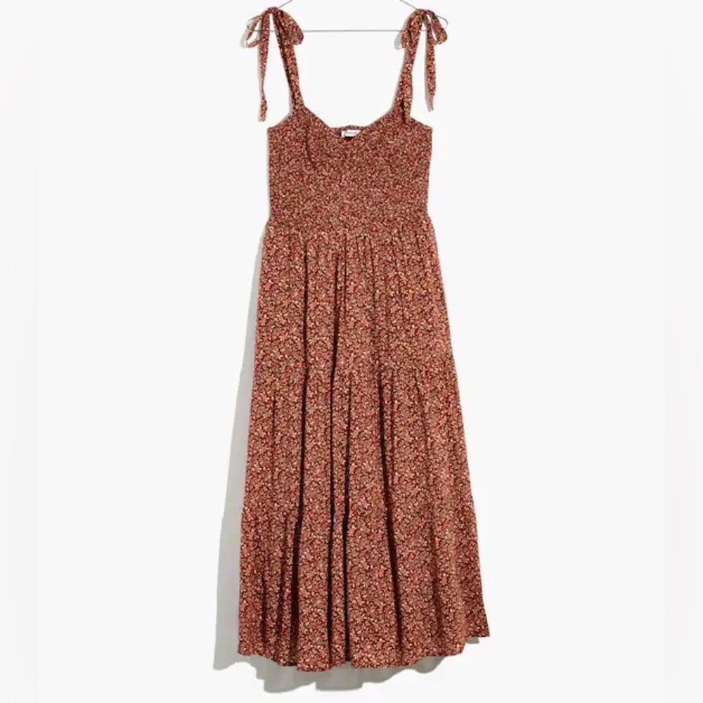 Madewell Lucie Tie-Strap Tiered Midi Dress in Florentine Floral